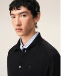 BLACK WOOL AMI DE COEUR SHIRT-COLLAR CARDIGAN