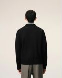 CARDIGAN COL CHEMISE AMI DE COEUR EN LAINE NOIR