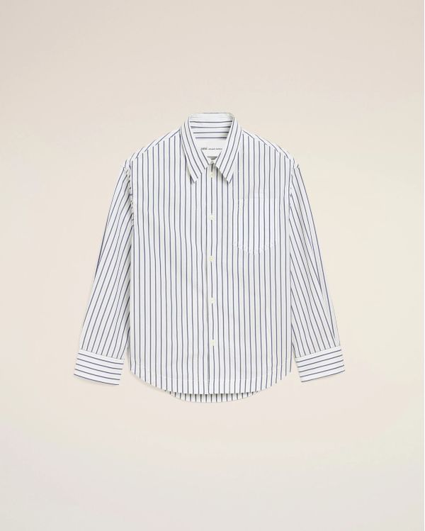 CHEMISE LARGE AMI DE COEUR DOUBLE RAYURES BLANC / ENCRE