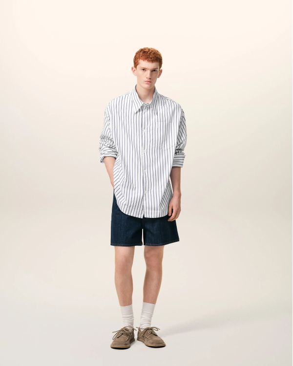 CHEMISE LARGE AMI DE COEUR DOUBLE RAYURES BLANC / ENCRE 2