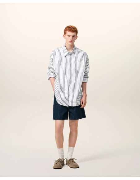 LOOSE-FIT AMI DE COEUR WHITE / INK DOUBLE-STRIPED SHIRT