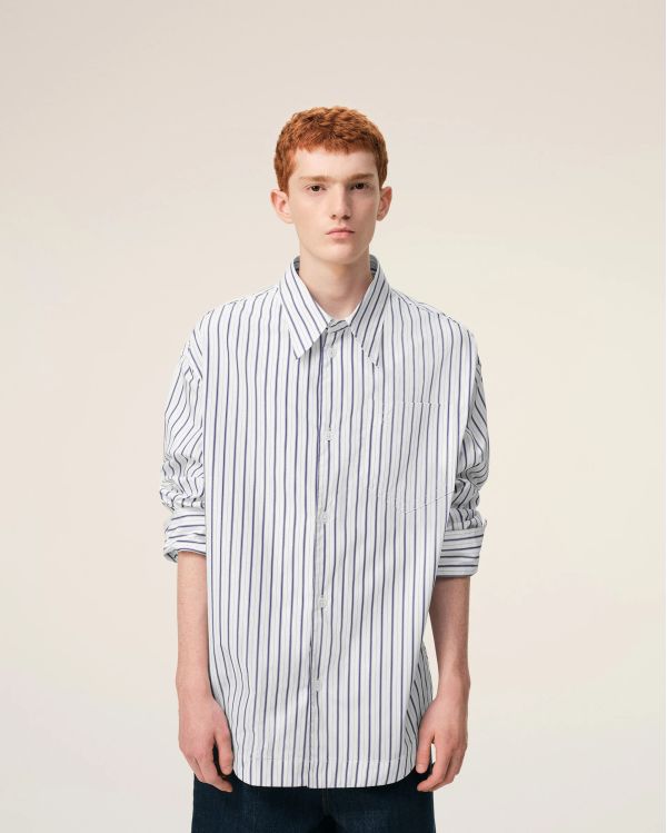 LOOSE-FIT AMI DE COEUR WHITE / INK DOUBLE-STRIPED SHIRT