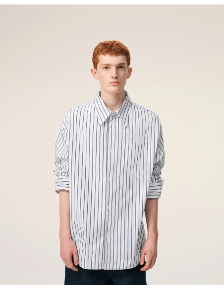 LOOSE-FIT AMI DE COEUR WHITE / INK DOUBLE-STRIPED SHIRT