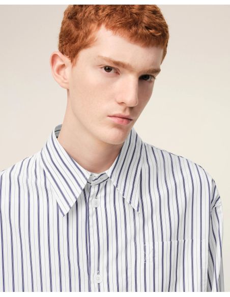 LOOSE-FIT AMI DE COEUR WHITE / INK DOUBLE-STRIPED SHIRT