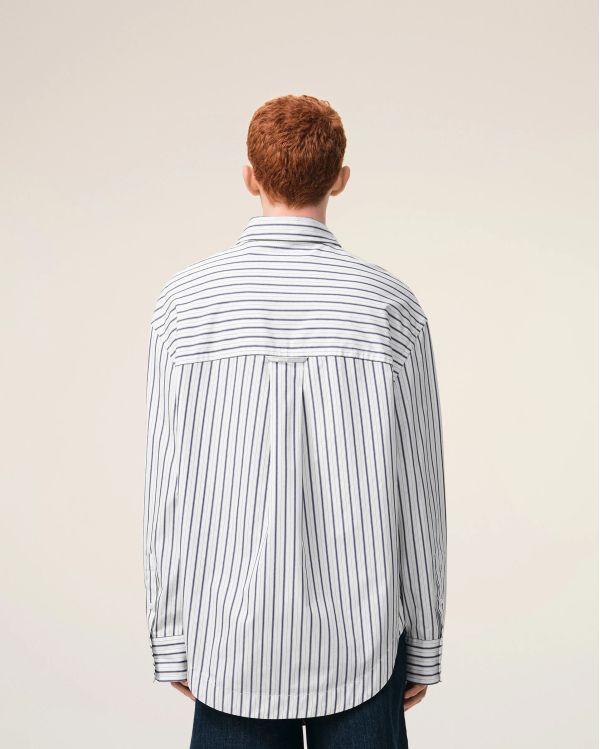 CHEMISE LARGE AMI DE COEUR DOUBLE RAYURES BLANC / ENCRE