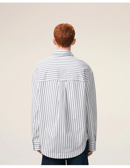 CHEMISE LARGE AMI DE COEUR DOUBLE RAYURES BLANC / ENCRE