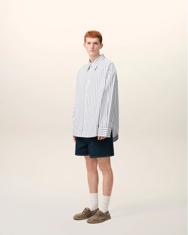 LOOSE-FIT AMI DE COEUR WHITE / INK DOUBLE-STRIPED SHIRT