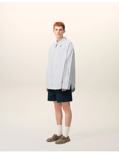 LOOSE-FIT AMI DE COEUR WHITE / INK DOUBLE-STRIPED SHIRT