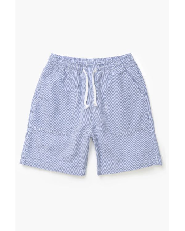 SHORT DE CHEF SEERSUCKER RAYURES BLEU MARINE