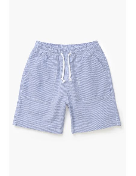 SEERSUCKER CHEF SHORTS NAVY STRIPE