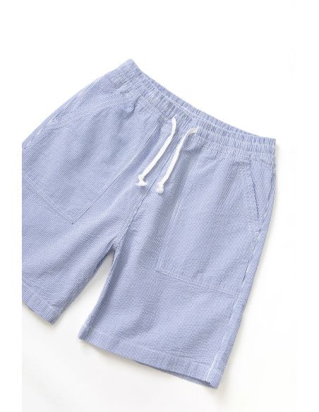 SEERSUCKER CHEF SHORTS NAVY STRIPE