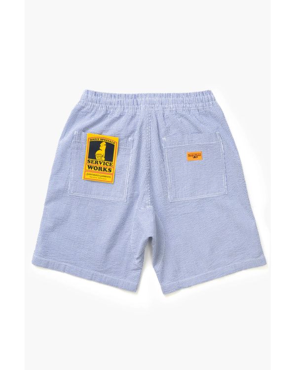 SEERSUCKER CHEF SHORTS NAVY STRIPE