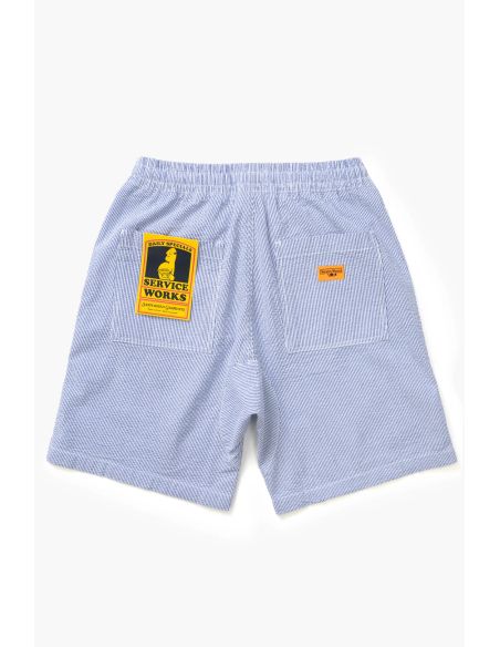 SHORT DE CHEF SEERSUCKER RAYURES BLEU MARINE