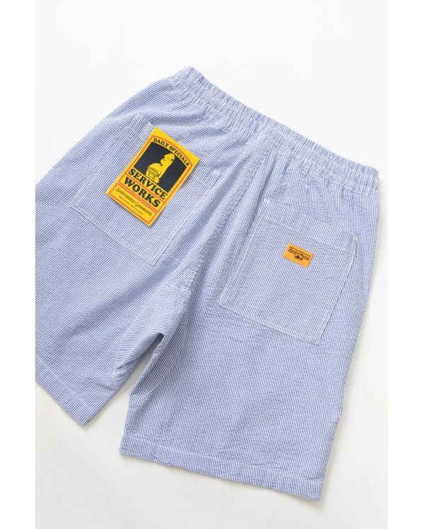 SHORT DE CHEF SEERSUCKER RAYURES BLEU MARINE