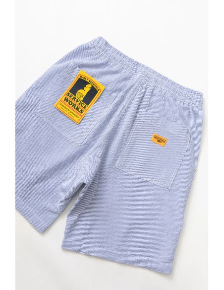 SHORT DE CHEF SEERSUCKER RAYURES BLEU MARINE