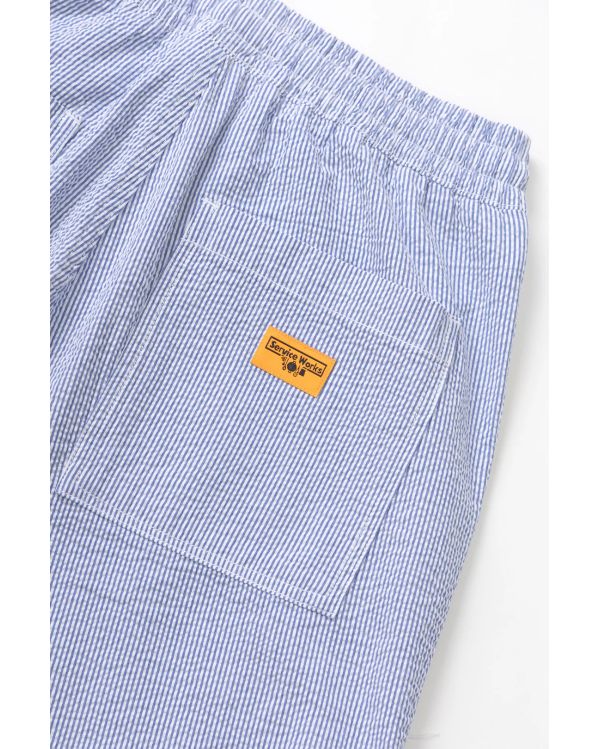 SEERSUCKER CHEF SHORTS NAVY STRIPE