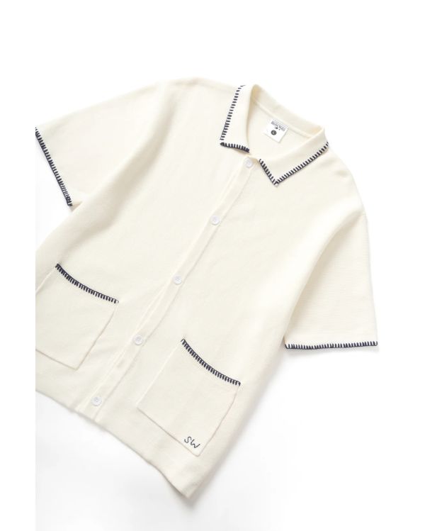 BLANKET STITCH KNIT OFF-WHITE