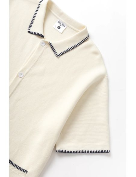 BLANKET STITCH KNIT OFF-WHITE