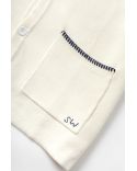 CHEMISE À MANCHES COURTES BLANKET STITCH KNIT BLANC CASSÉ