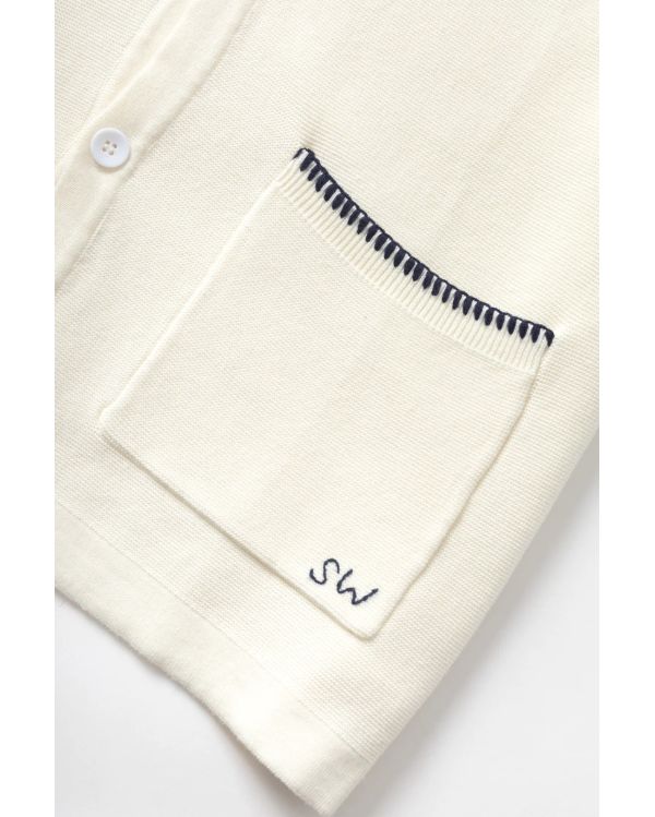 BLANKET STITCH KNIT OFF-WHITE