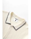CHEMISE À MANCHES COURTES BLANKET STITCH KNIT BLANC CASSÉ