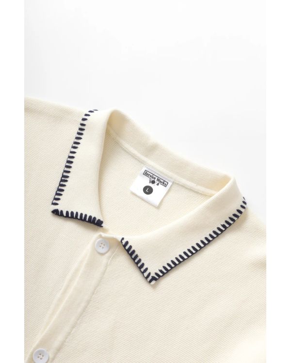BLANKET STITCH KNIT OFF-WHITE