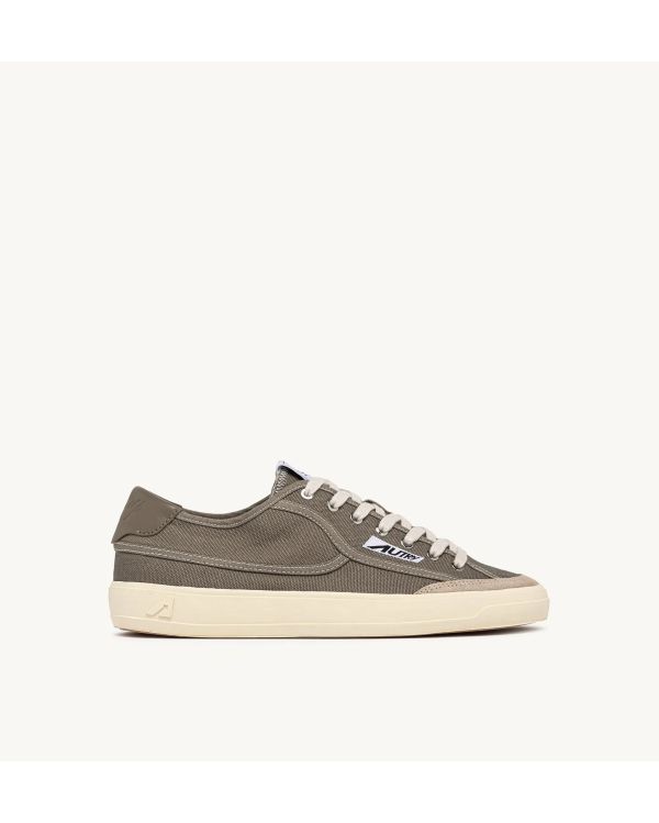 SNEAKERS WINDSCAPE LOW HOMME EN TOILE ET EN DAIM MILITAIRE