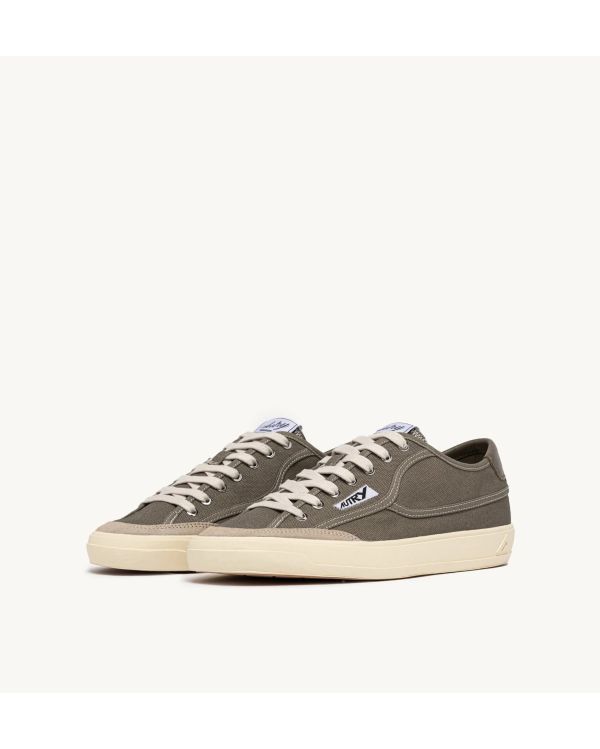 SNEAKERS WINDSCAPE LOW HOMME EN TOILE ET EN DAIM MILITAIRE 2