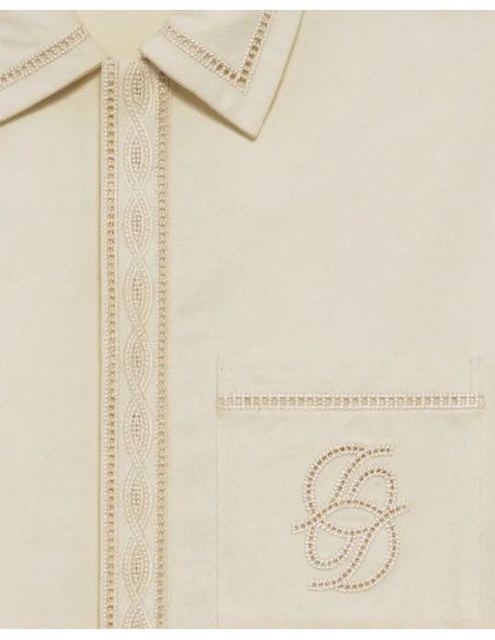 COTTON SHIRT WITH D MIRROR EMBROIDERY OFF-WHITE