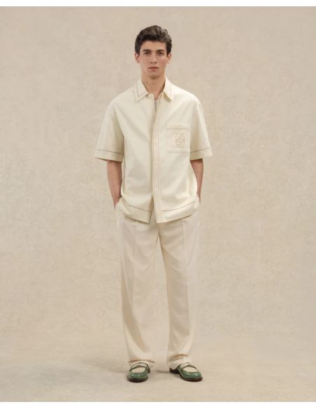 CHEMISE BRODERIE D MIROIR EN COTON BLANC CASSÉ