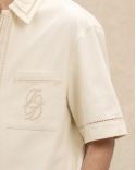 COTTON SHIRT WITH D MIRROR EMBROIDERY OFF-WHITE