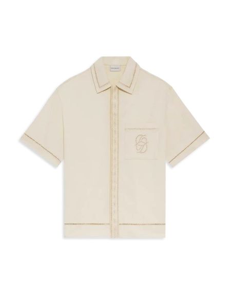 COTTON SHIRT WITH D MIRROR EMBROIDERY OFF-WHITE