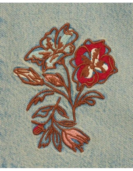 DENIM SHORTS DUSTY FLORAL EMBROIDERY