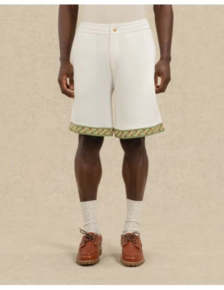 SHORT PIQUÉ BRODÉ BLANC CASSÉ