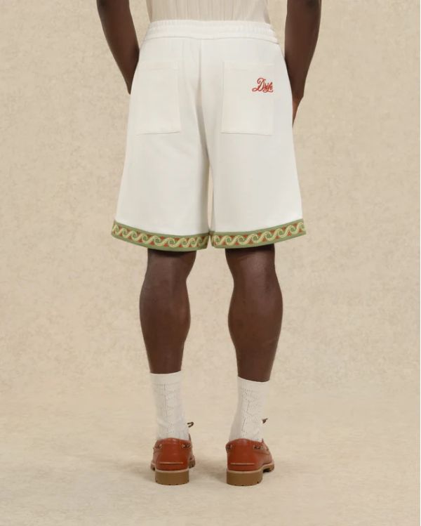 SHORT PIQUÉ BRODÉ BLANC CASSÉ