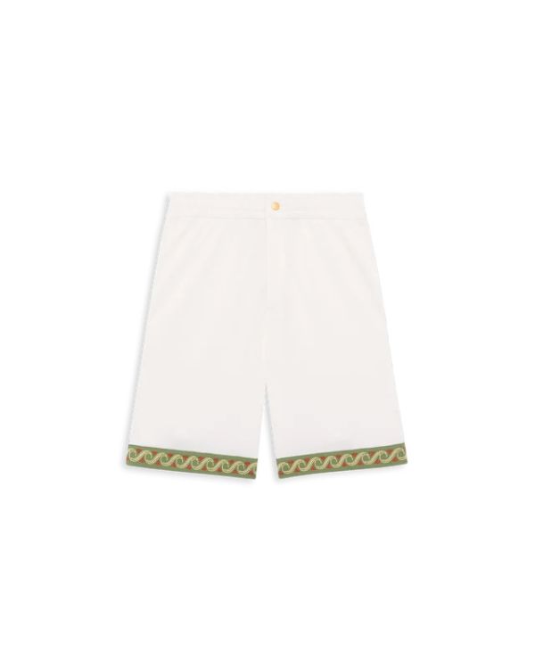 SHORT PIQUÉ BRODÉ BLANC CASSÉ
