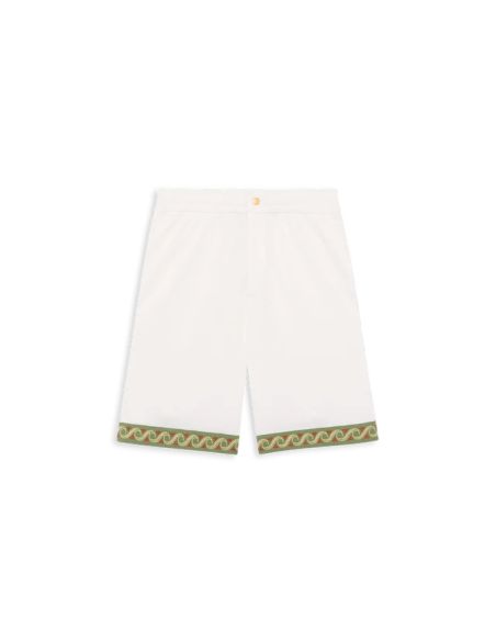 SHORT PIQUÉ BRODÉ BLANC CASSÉ