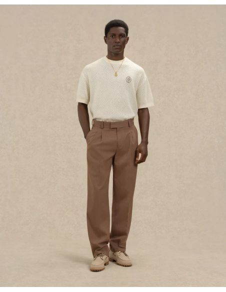 MIRROR OPENWEAVE KNIT TSHIRT OFF-WHITE