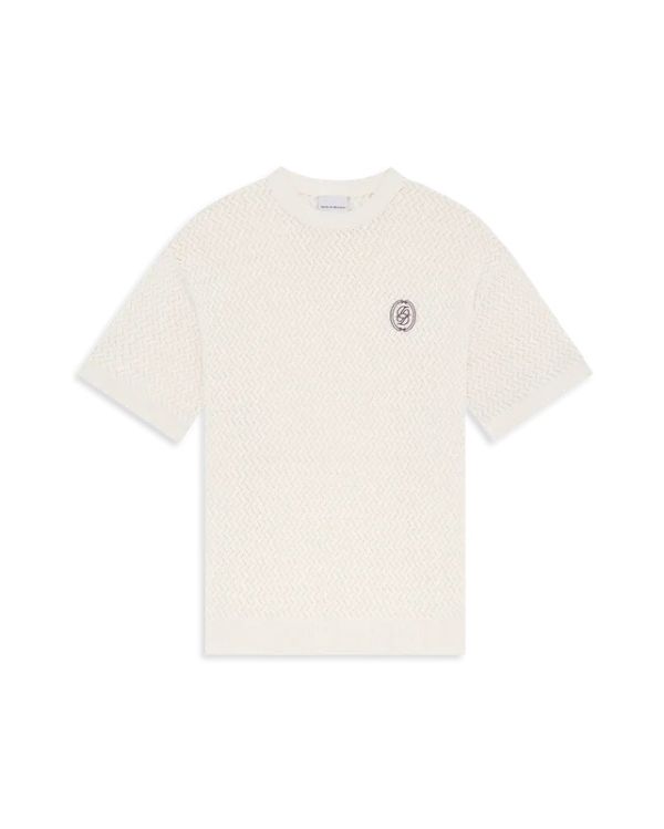 MIRROR OPENWEAVE KNIT TSHIRT OFF-WHITE