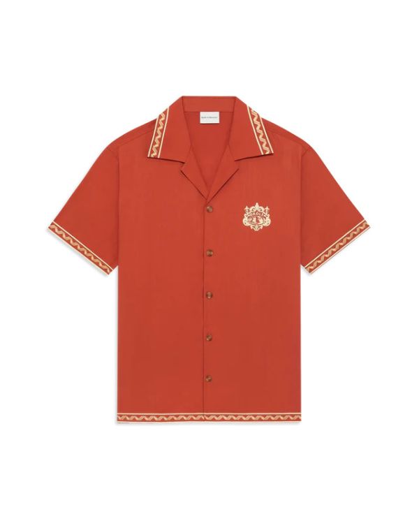 BRICK RED EMBROIDERED DANCERS SHIRT