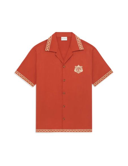 CHEMISE BRODÉE DANSEURS ROUGE BRIQUE