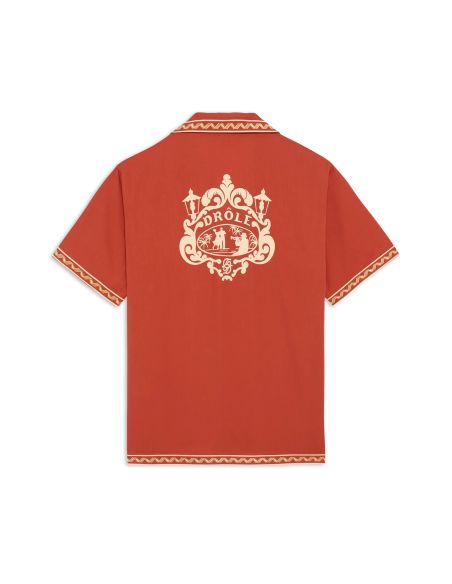 CHEMISE BRODÉE DANSEURS ROUGE BRIQUE