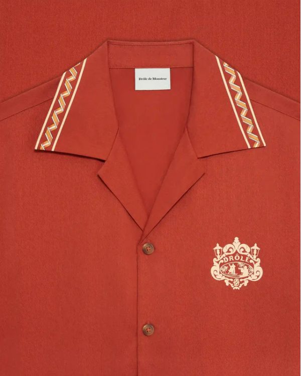 CHEMISE BRODÉE DANSEURS ROUGE BRIQUE