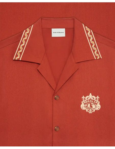 BRICK RED EMBROIDERED DANCERS SHIRT