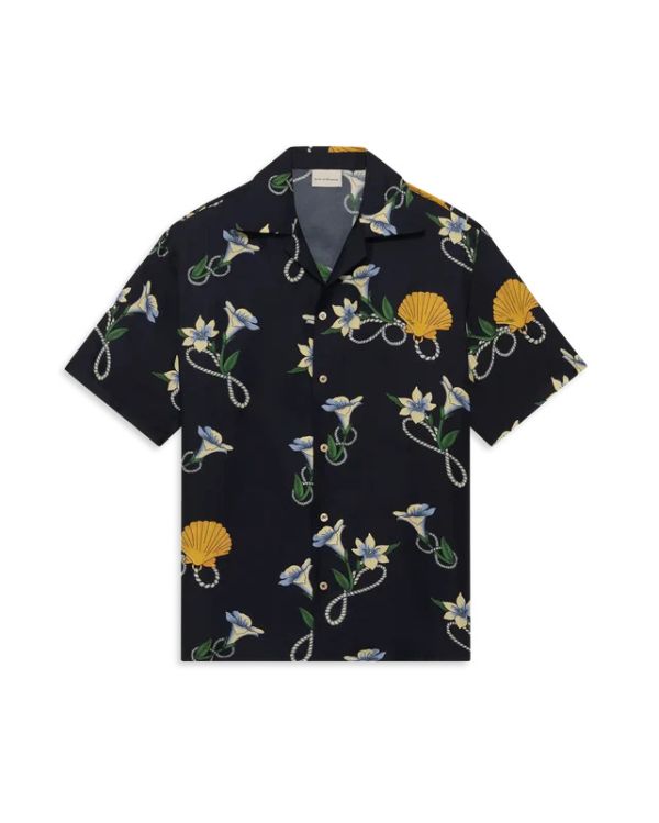NAVY BLUE SILK SHELL SHIRT