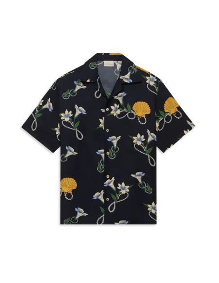 NAVY BLUE SILK SHELL SHIRT