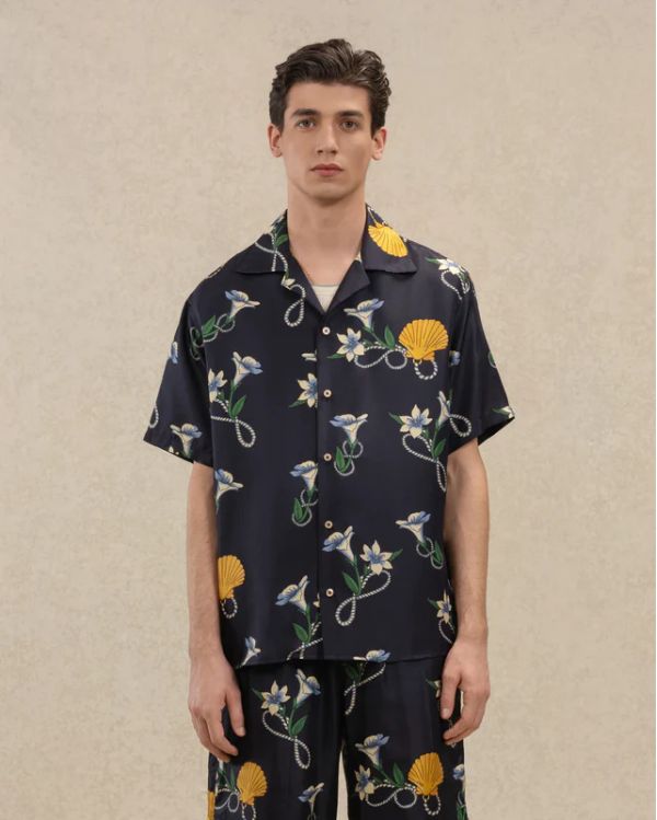 CHEMISE SOIE SHELL BLEU MARINE 2