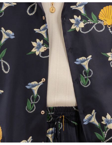 CHEMISE SOIE SHELL BLEU MARINE