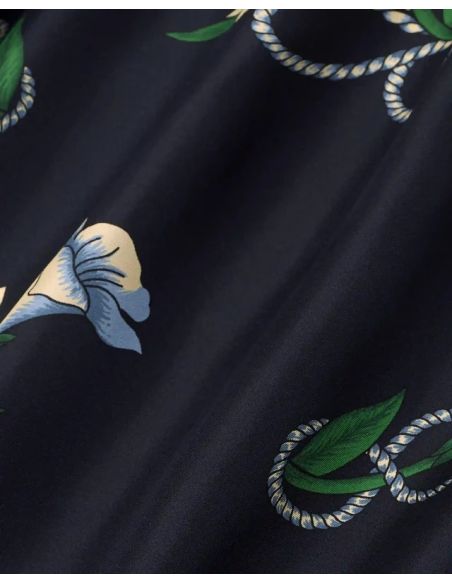 NAVY BLUE SILK SHELL SHIRT