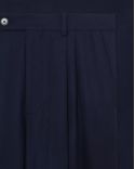 PANTALON À PLIS CROPPED LAINE BLEU MARINE